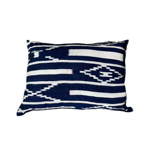 Rectangular Blue Pillow - Ikat
