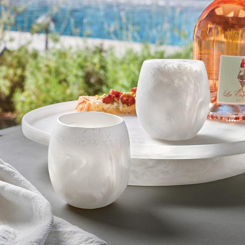 Resin Stemless Wine Glass - White
