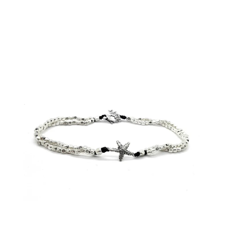 Starfish Silver Double Anklet