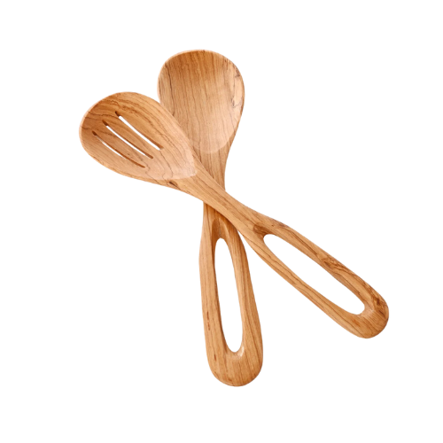 Olive Wood Looped Salad Servers