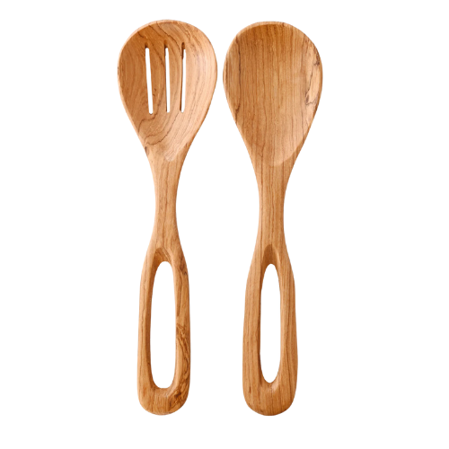 Olive Wood Looped Salad Servers