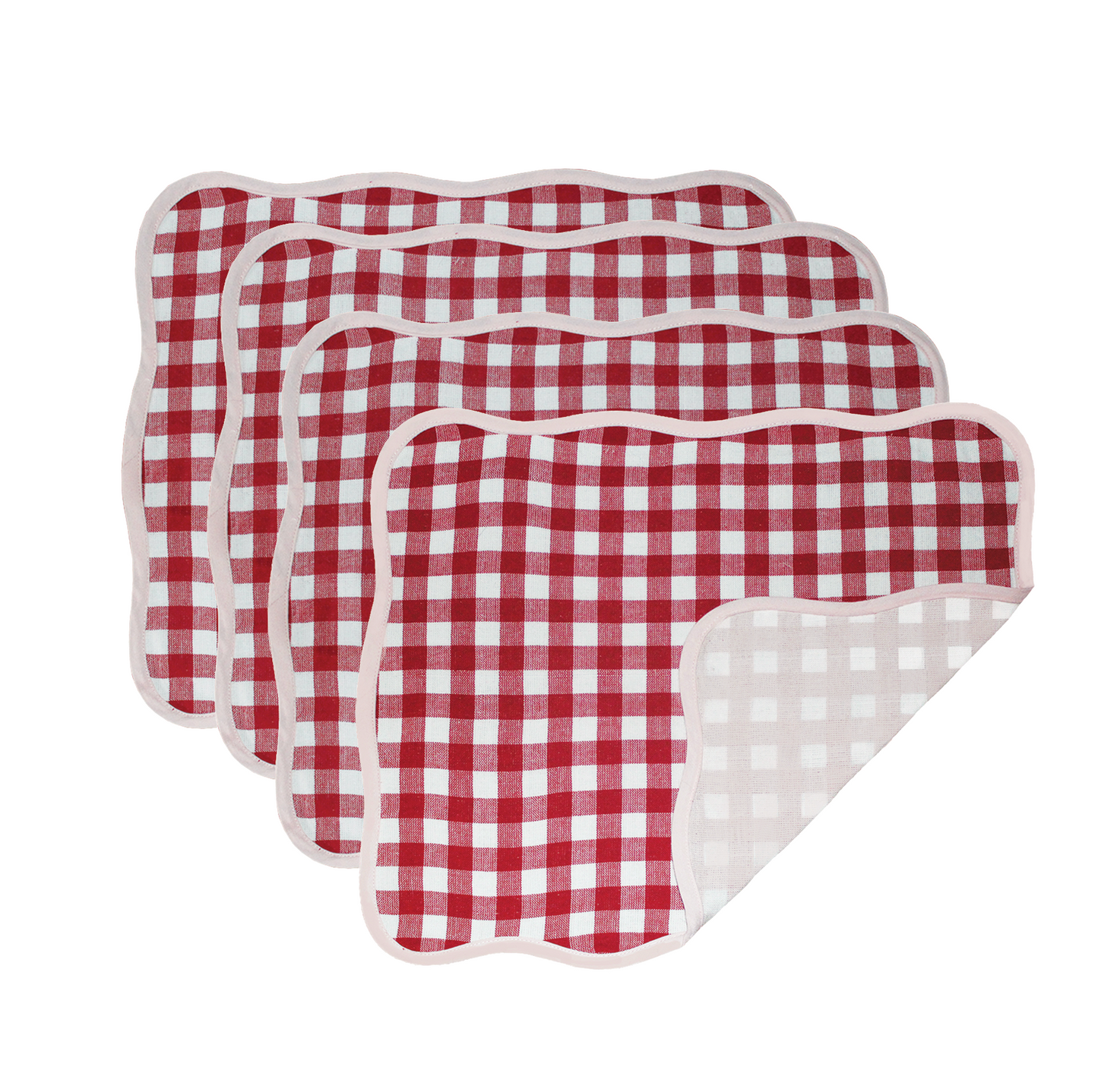 Set of 4 Giardino Reversible Placemats (Rosso/Rosa)