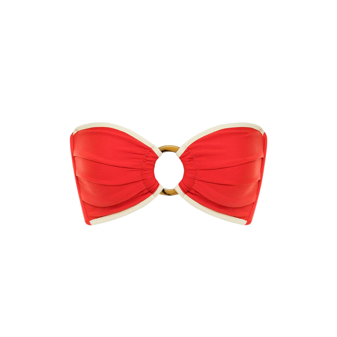 Cherry Cream Binded Tori Ties Bandeau Bikini Top