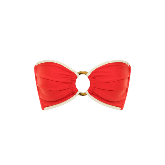 Cherry Cream Binded Tori Ties Bandeau Bikini Top