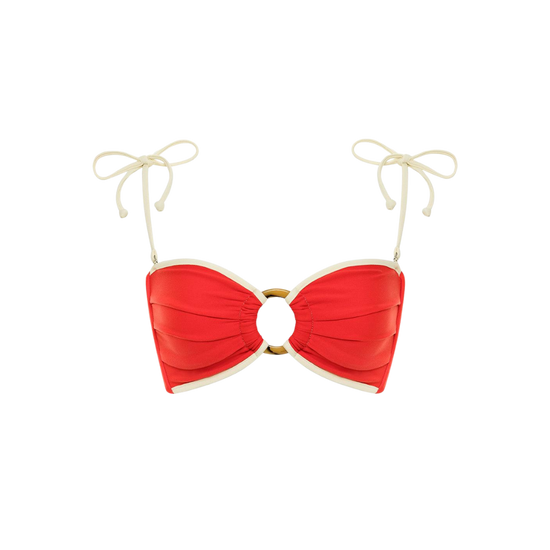 Cherry Cream Binded Tori Ties Bandeau Bikini Top