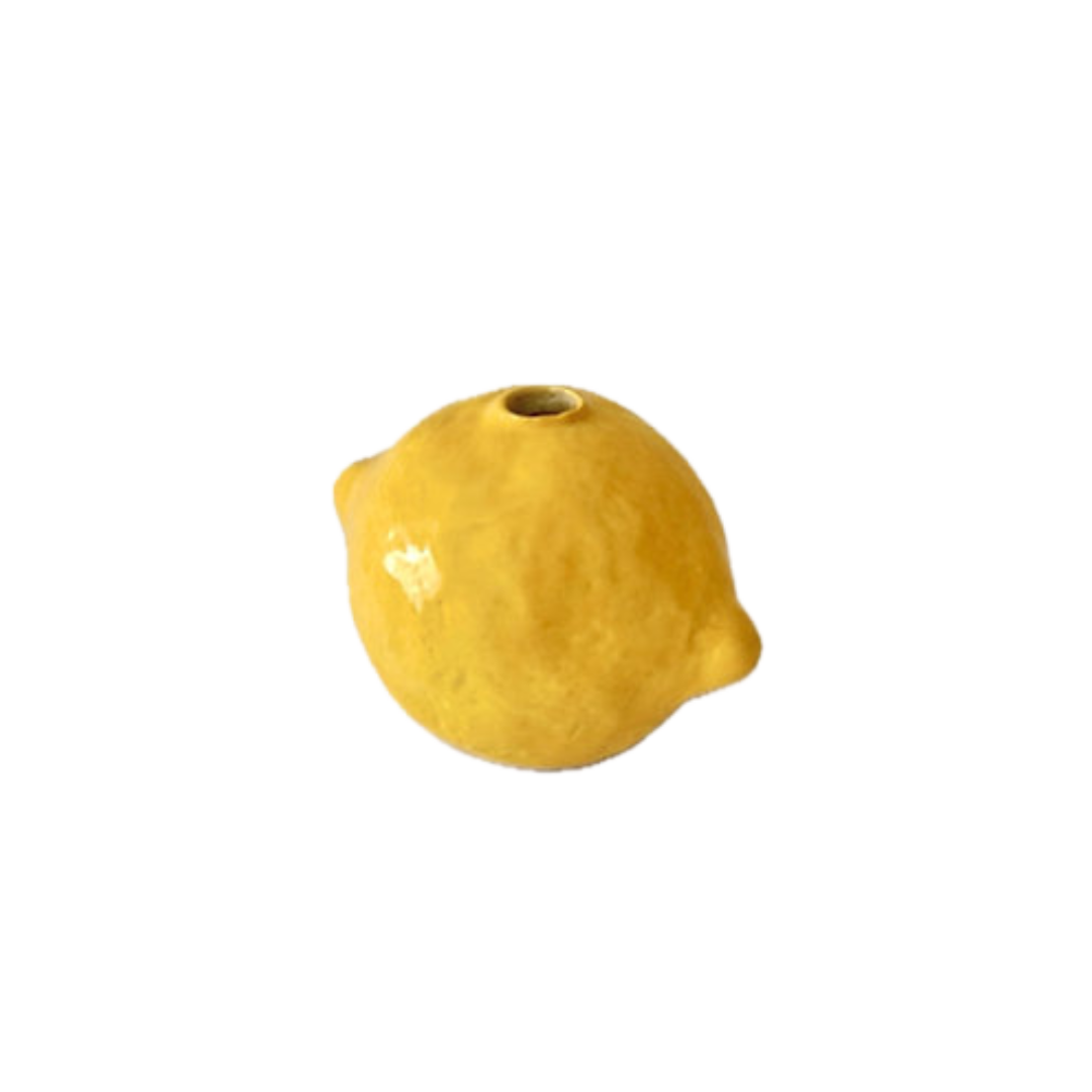 Handmade Ceramic Lemon Candle/Flower Holder