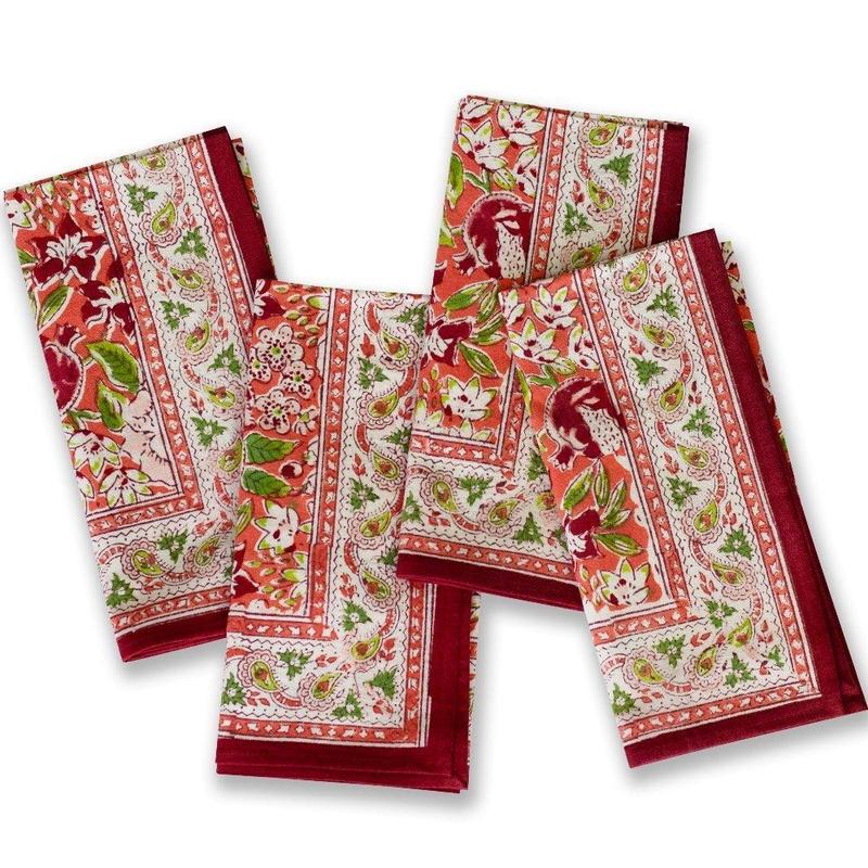 Spice Route Garnet Napkin Set of 4 | Red