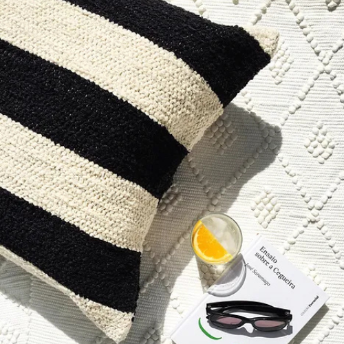 Striped Cushion | Cream & Charcoal
