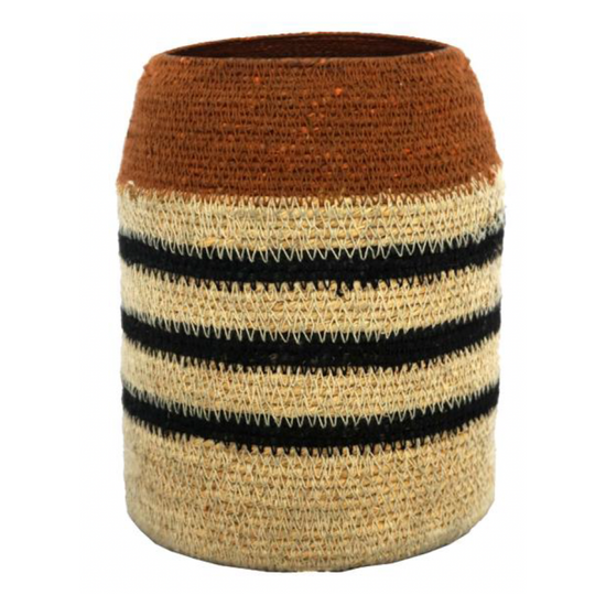 Load image into Gallery viewer, Seagrass Handwoven Vase/Basket | 3-line Red Rim
