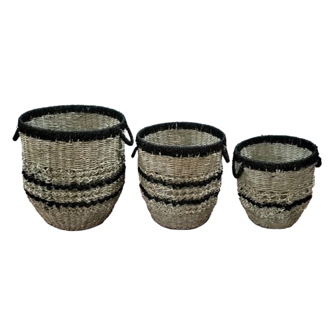 Seagrass Black and Natural Basket