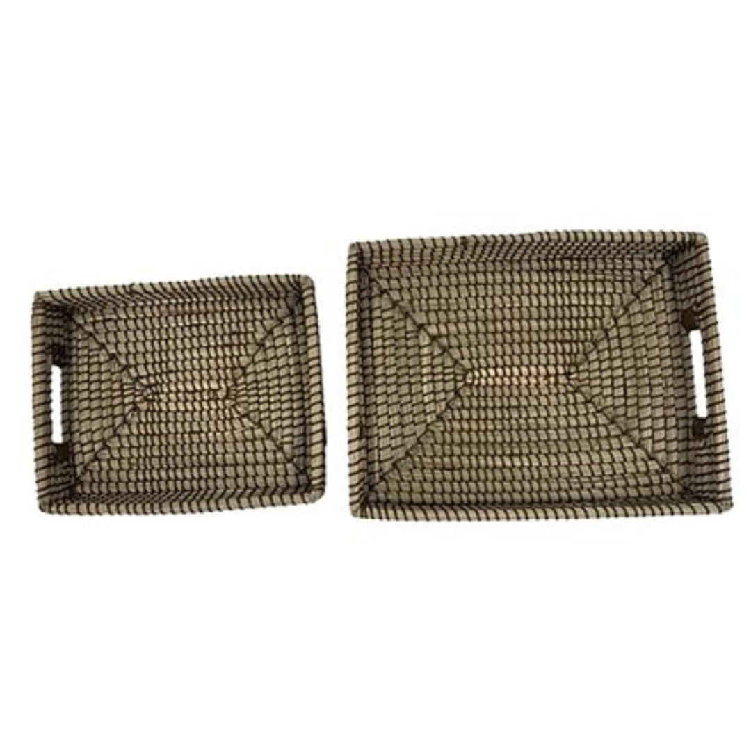 Light Brown - Seagrass Tabletop Rectangular Serving Tray