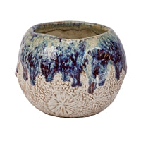Indigo Blue & Milky White Sand Dollar Ceramic Vase | Small
