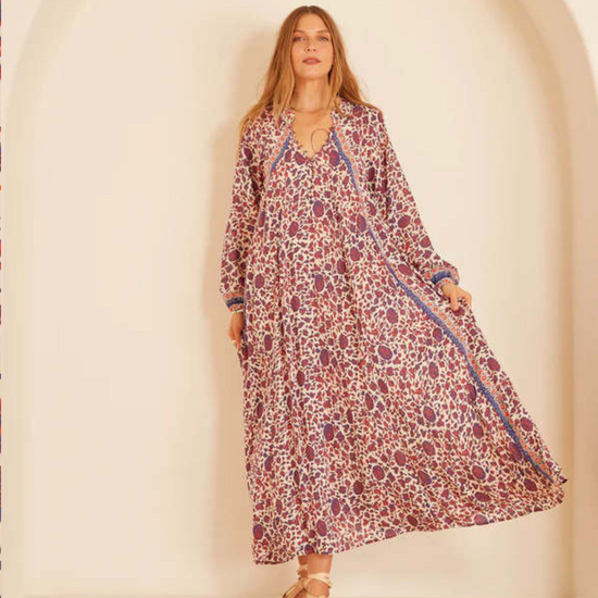 Load image into Gallery viewer, Fiore Maxi Dress -  Bloom Print Lapis Coral
