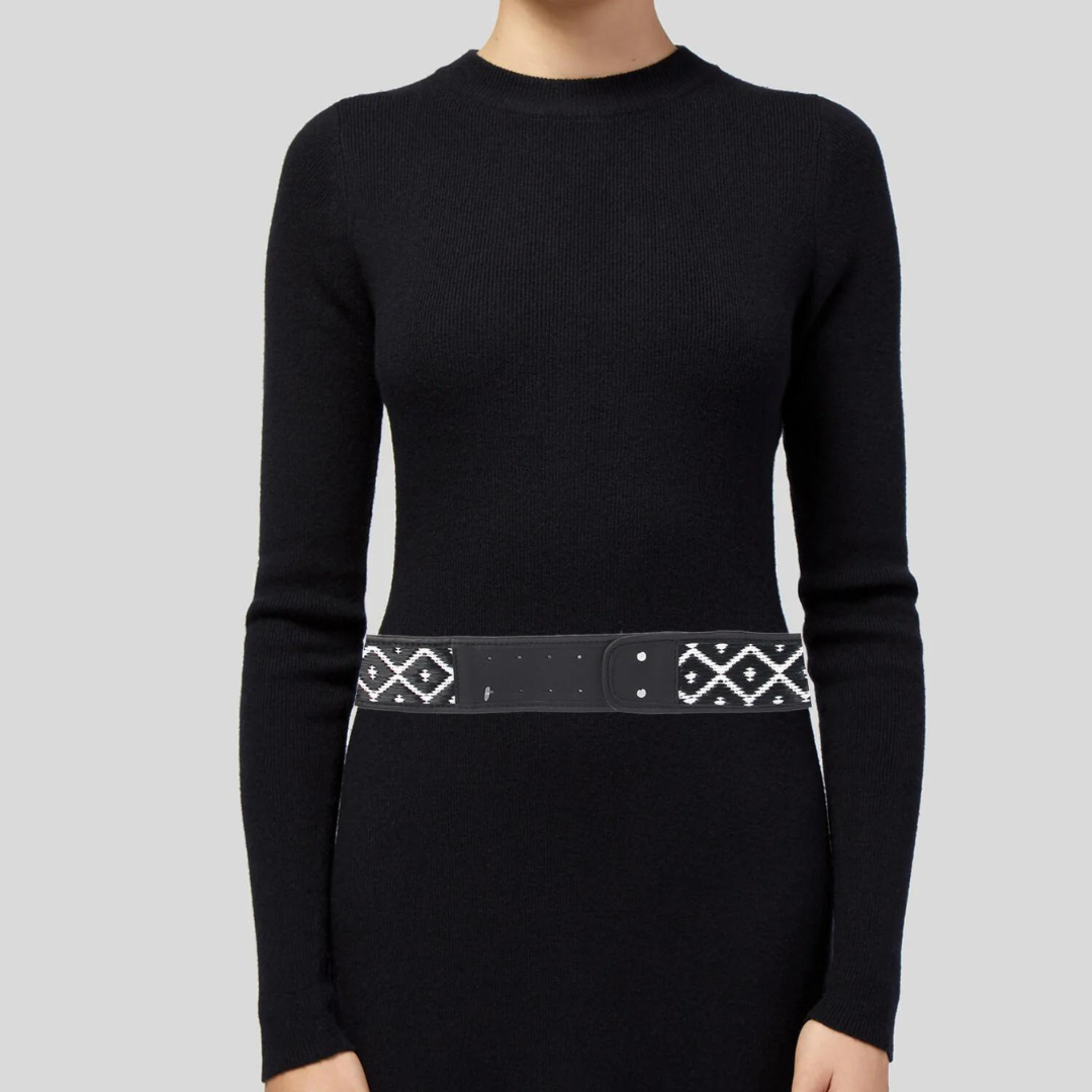 Raffia B&W Jacquard Belt