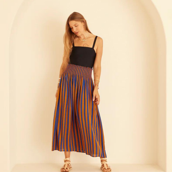 Bella Skirt Stripe Blue/Coffee - O/S