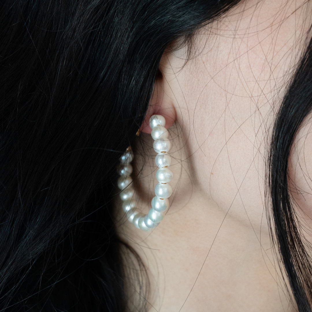 Gold & Pearl Hoops