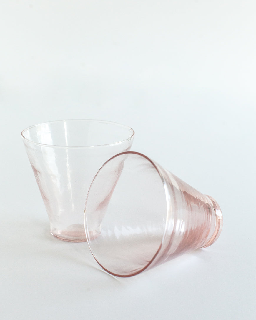 Handblown Hammered Funneled Glasses | Set of 2