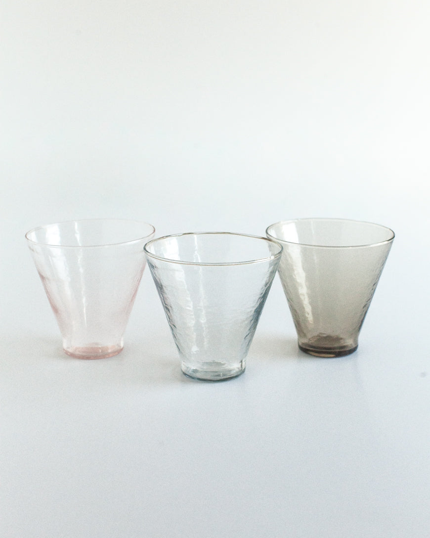 Handblown Hammered Funneled Glasses | Set of 2