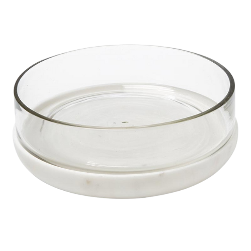 White Marble & Glass Dip Bowl