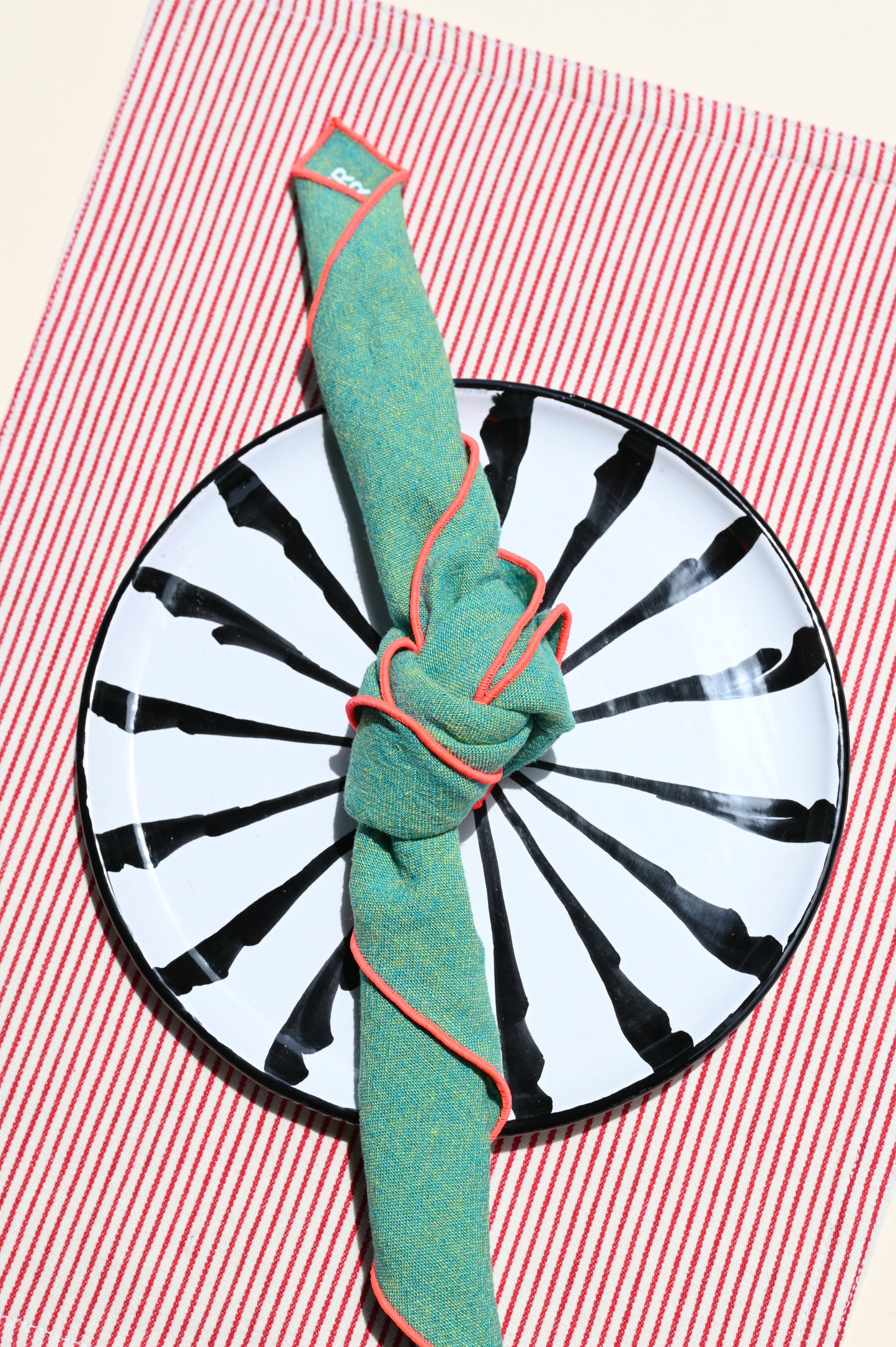 Salad plate with candy cane stripes