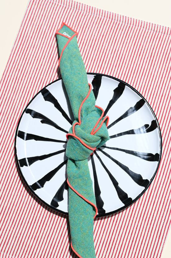 Salad plate with candy cane stripes