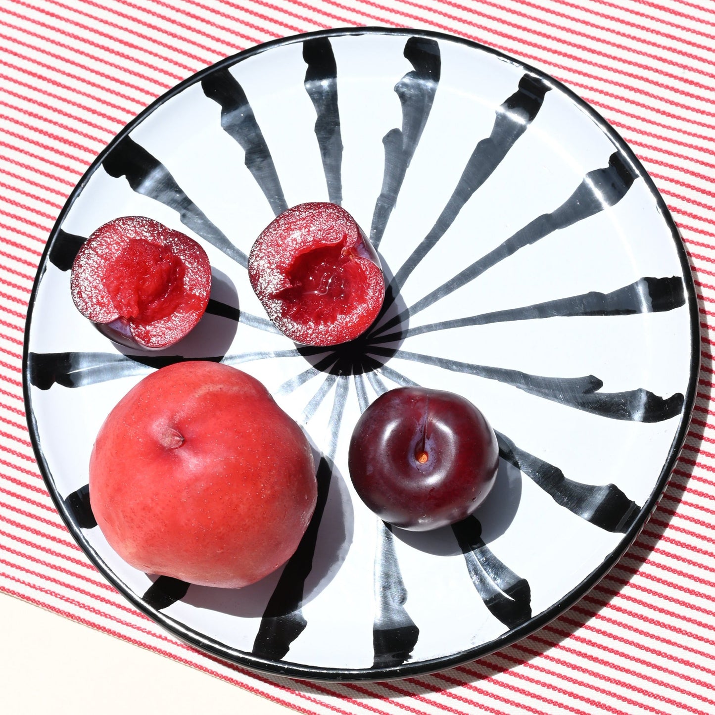 Salad plate with candy cane stripes