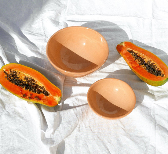 Medium bowl with peach glaze