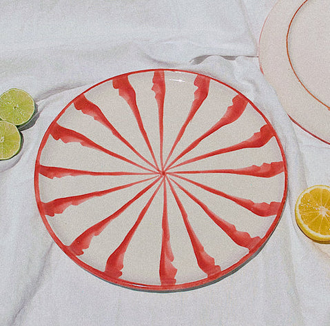Blurred Lines Dinner Plate - Coral  x 1