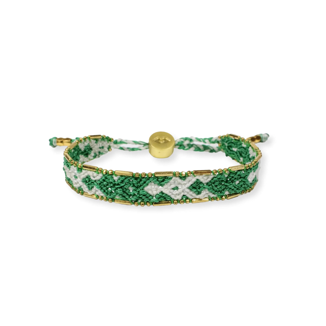 Bali Friendship Bracelet | Green and White