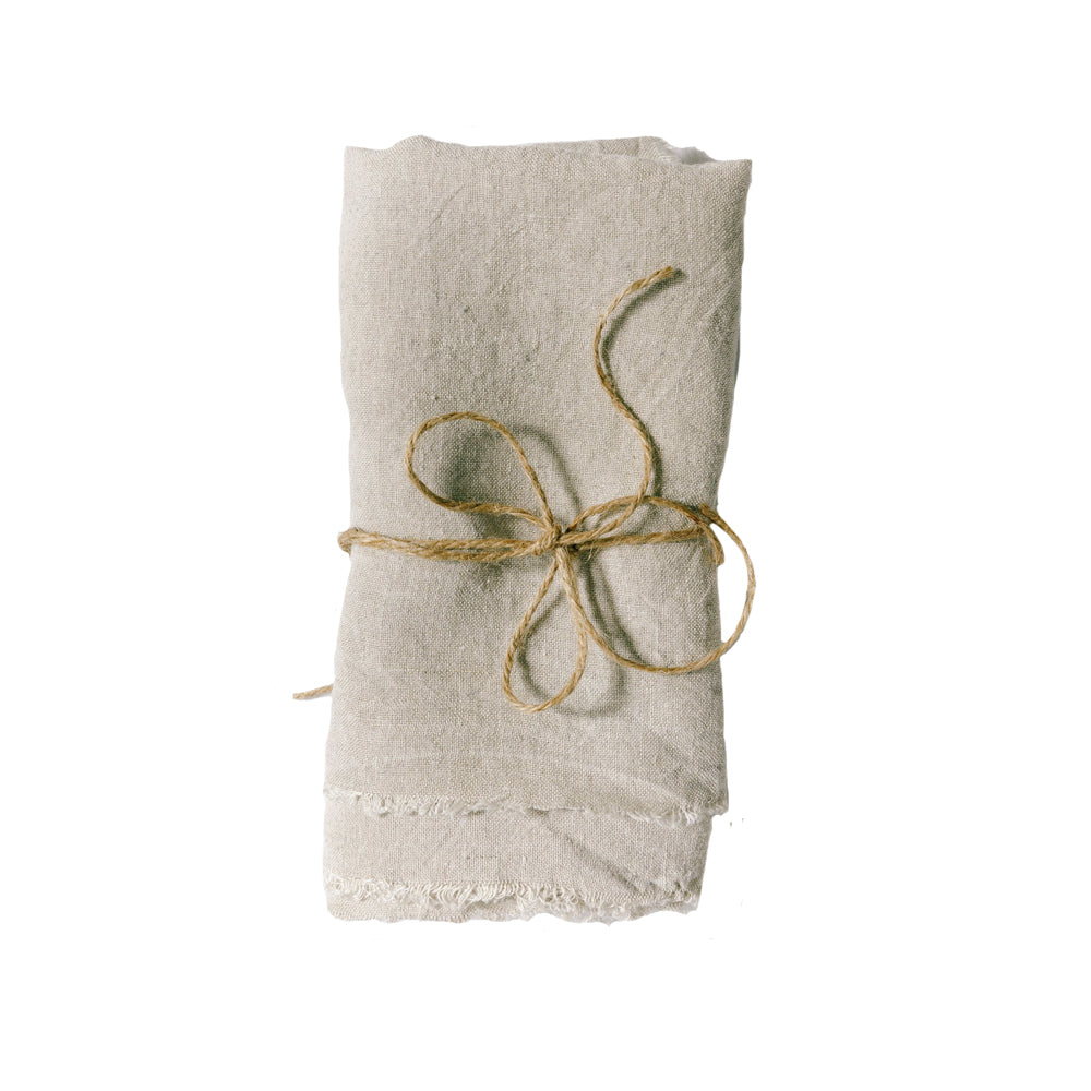 Load image into Gallery viewer, Hand- Fringed Linen Napkin | Set of 4
