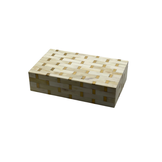 White and Gold Rectangle Box | Medium