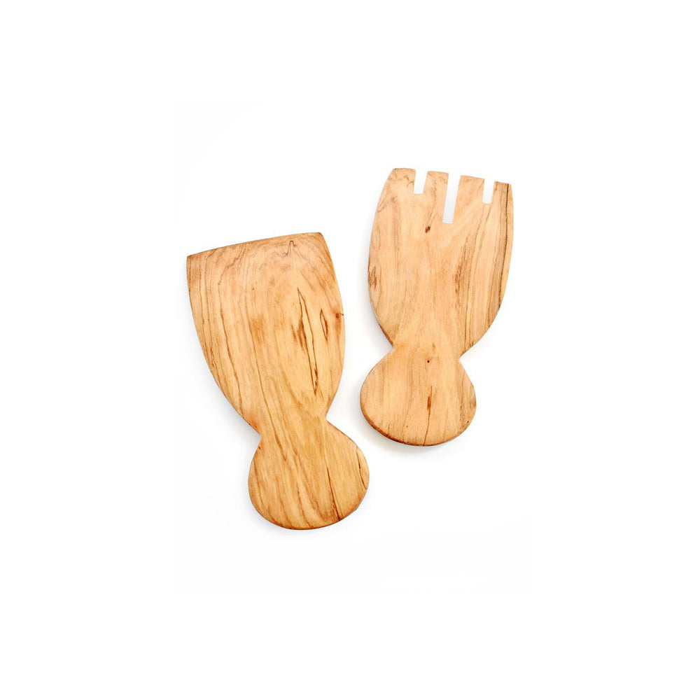 Olive Wood Paddle Salad Servers