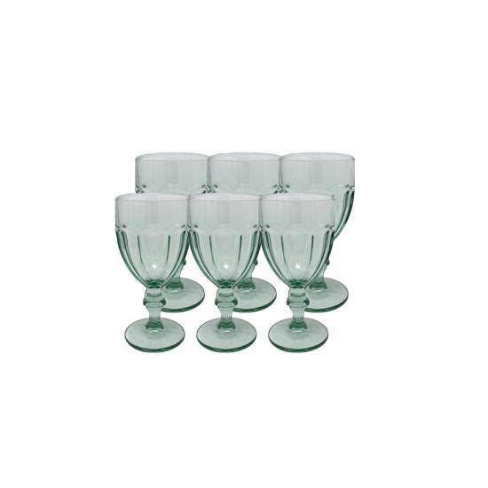 Mrs. Finds Vintage Clear Green One-of-a-kind Water Glasses Set of 6