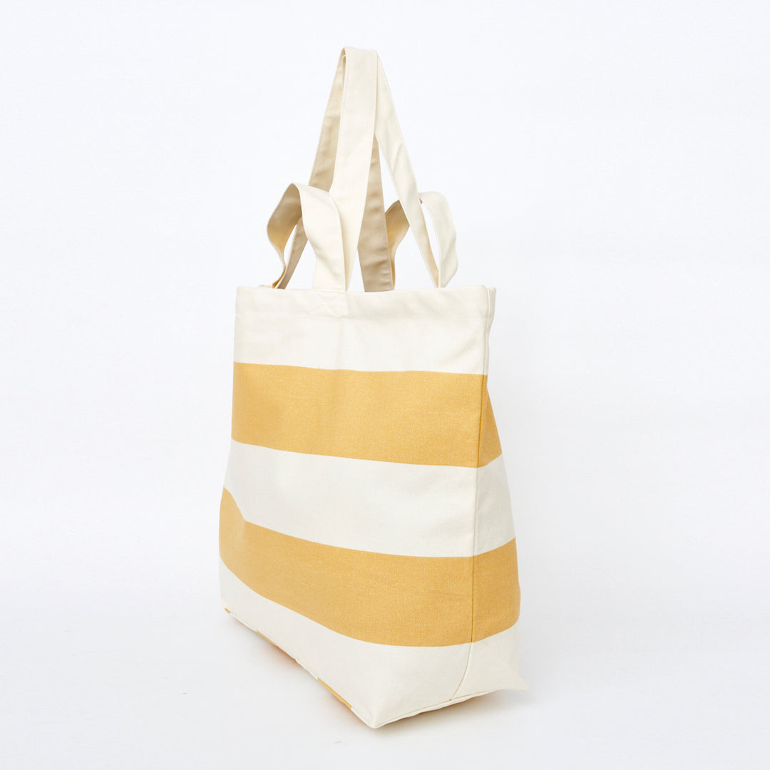 Load image into Gallery viewer, Large Canvas Tote Bag with Yellow Stripes
