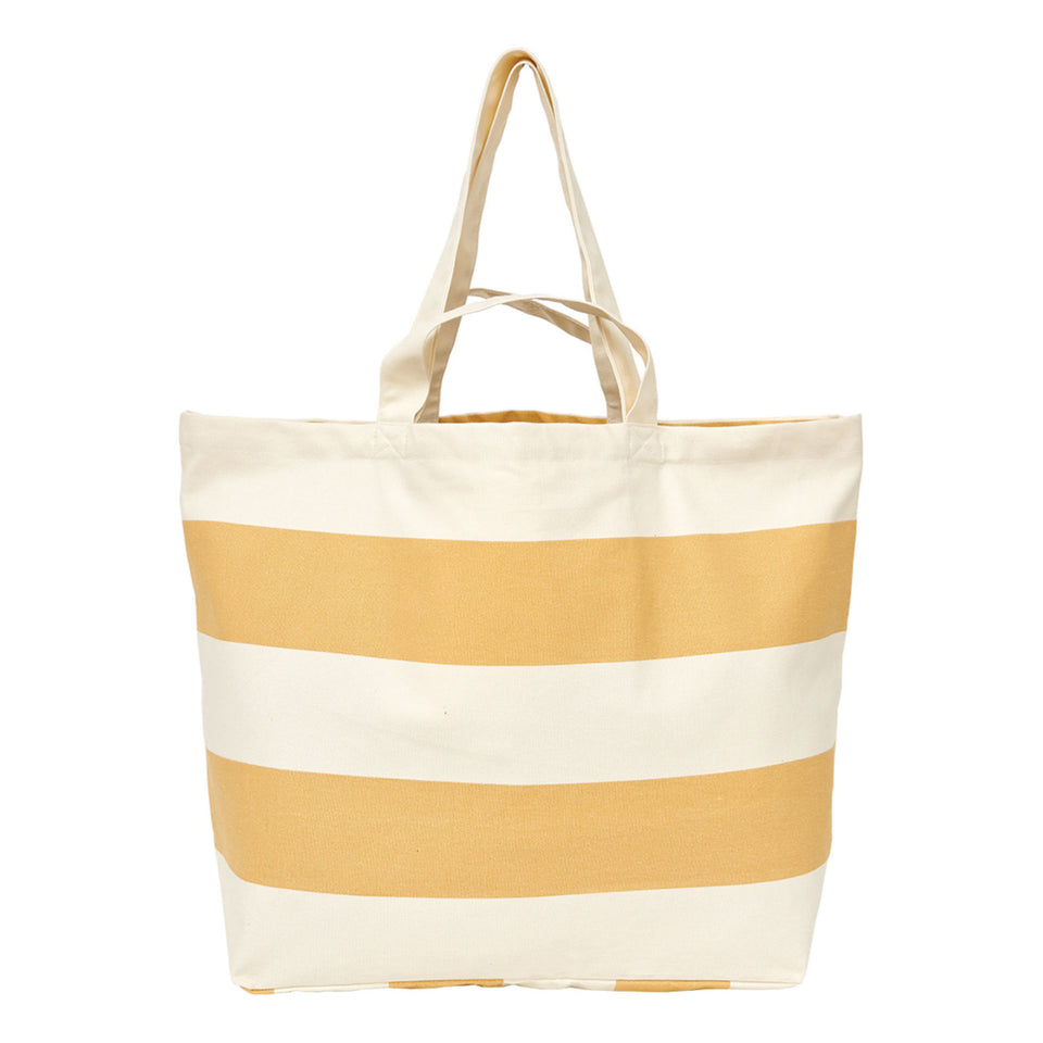 Large Canvas Tote Bag with Yellow Stripes
