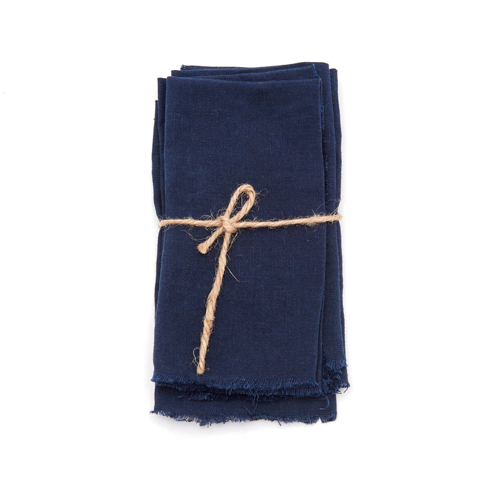 Hand- Fringed Linen Napkin | Set of 4