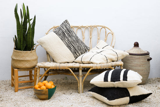 Grid Cushion | Cream & Navy