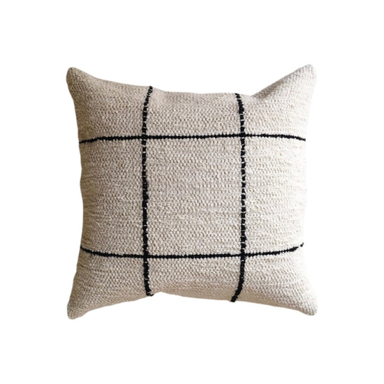 Grid Cushion | Cream & Navy