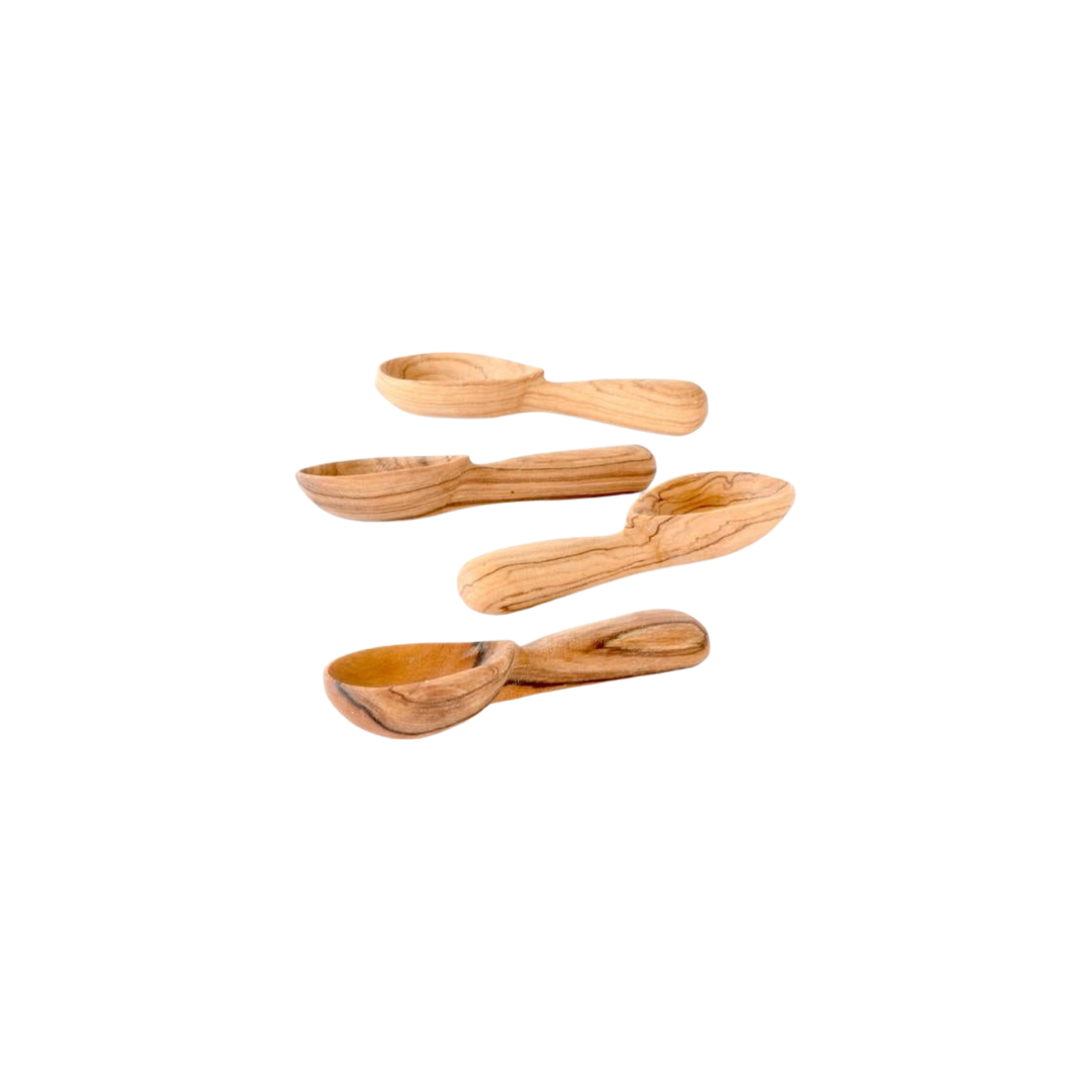 Wood Teardrop Spice Spoons - Set of 4