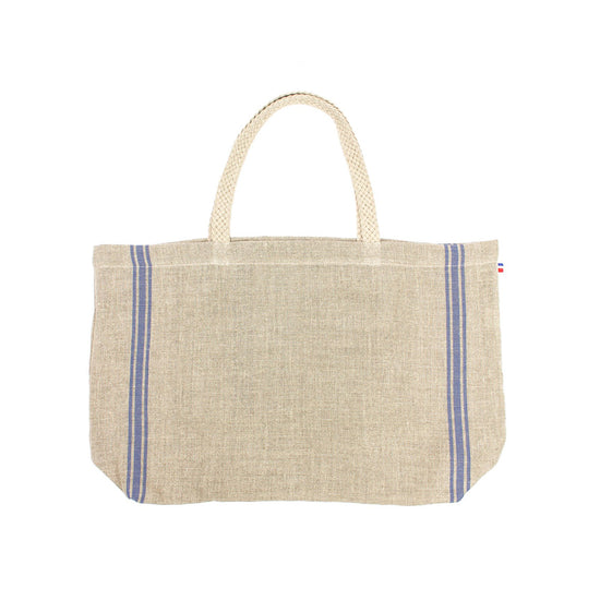 Load image into Gallery viewer, Natural &amp;amp; Blue Linen Tote Bag
