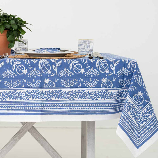 Load image into Gallery viewer, Blue Pomegranate Tablecloth
