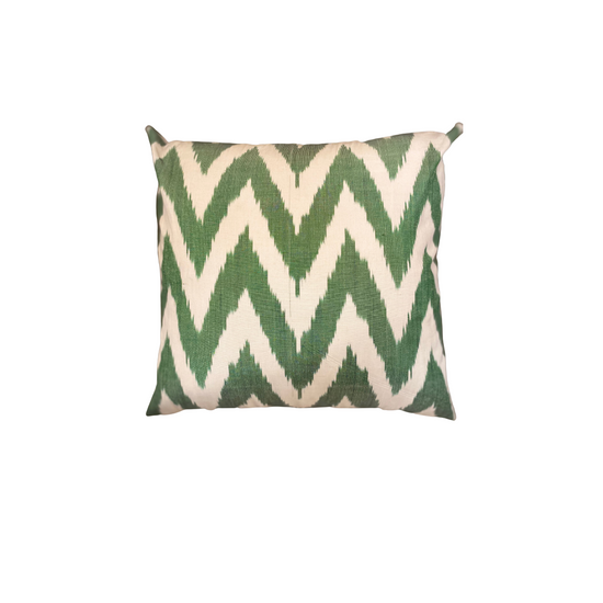 Ikat Pillow | Green and White