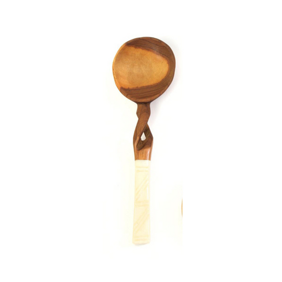 Twisted Cook Spoon with White Bone Handles