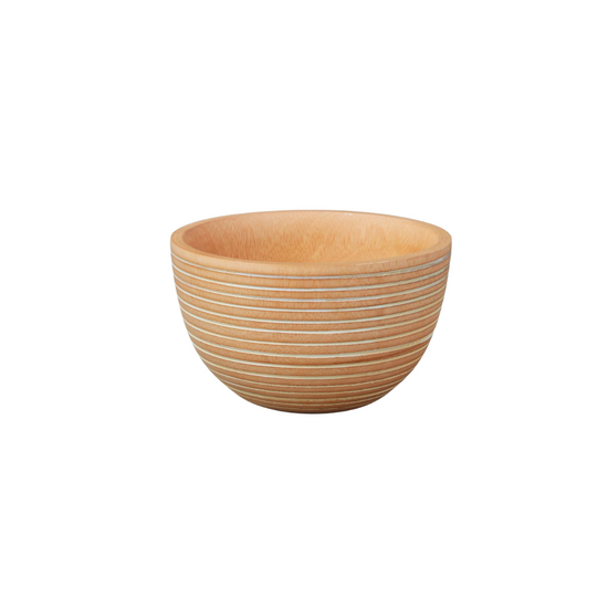 Striped Mango Wood Bowl | White | Small