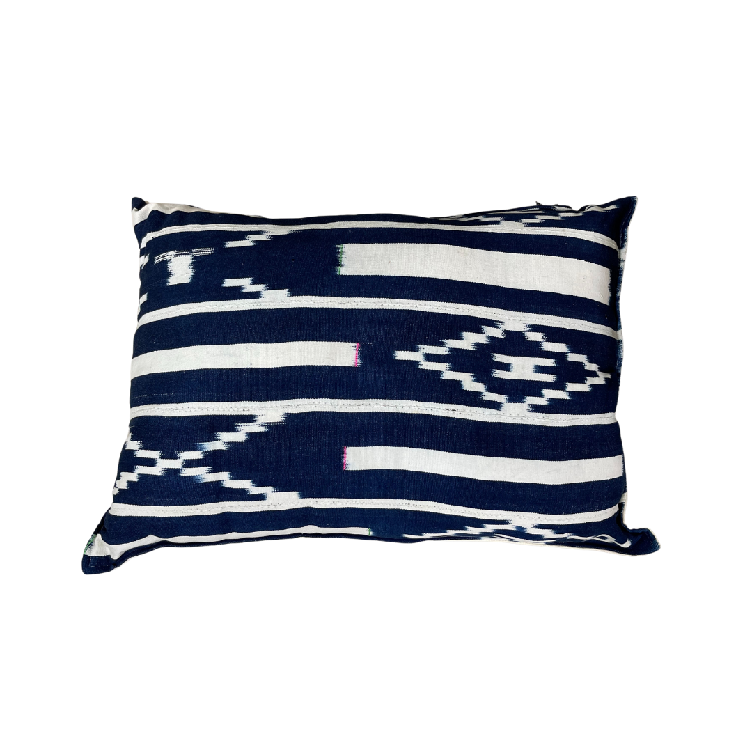Rectangular Blue Pillow - Ikat