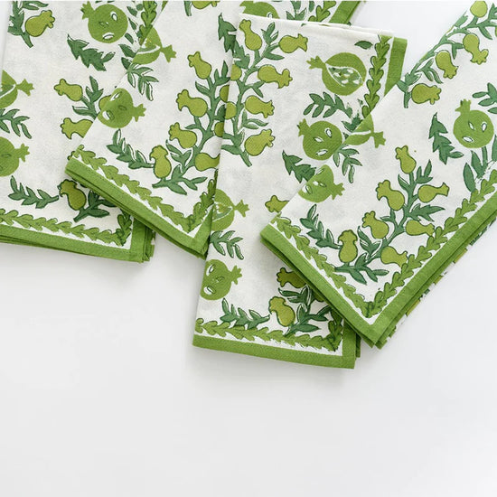 Load image into Gallery viewer, Pom Bells Green Napkin - Set Of 4
