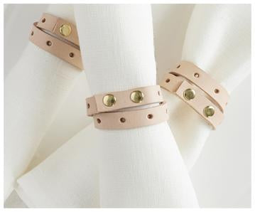 Napkin Ring Leather Double Wrap | Set of 4