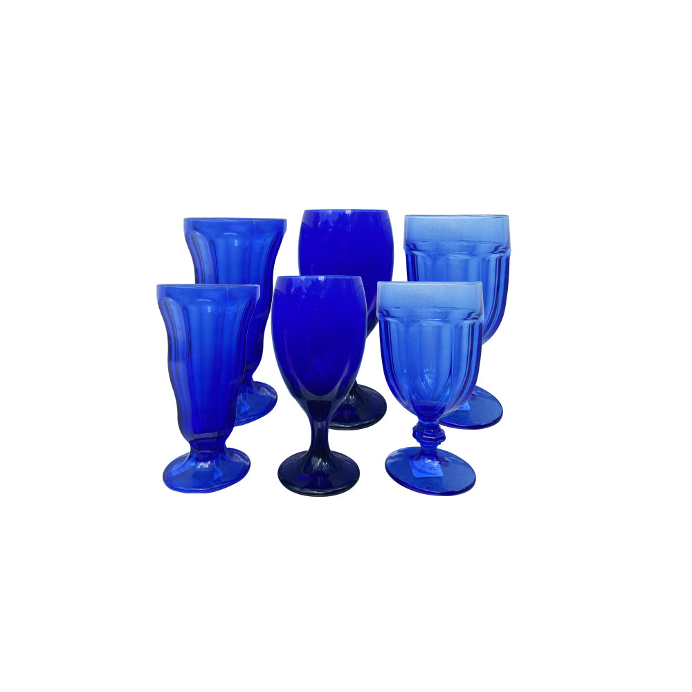 Load image into Gallery viewer, Mrs. Finds Vintage Mixed Cobalt Blue One-of-a-kind Glasses Set of 6
