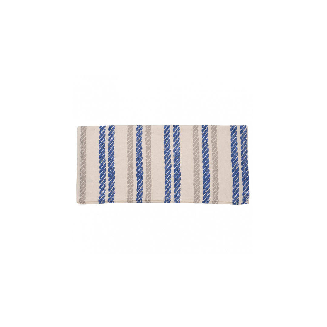 Load image into Gallery viewer, Rope Motif Table Runner | Blue&amp;amp;Ecru
