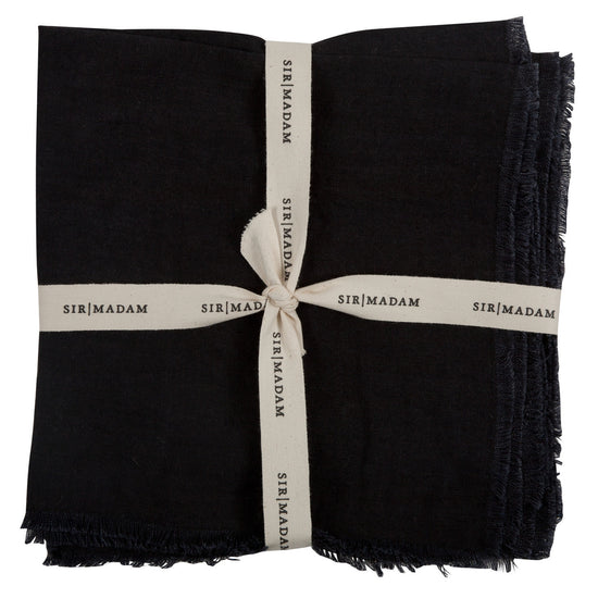 Solid Linen Napkins | Set of 4 | Black